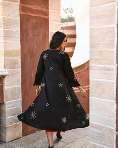 Kashvi Star Black Sequin Embroidered Cover-up