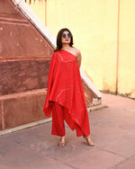 Load image into Gallery viewer, Tiana Red Off Shoulder Kaftaan-Pant Set
