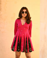 Load image into Gallery viewer, Nitara Pink Embroidered Flared Cocktail Dress
