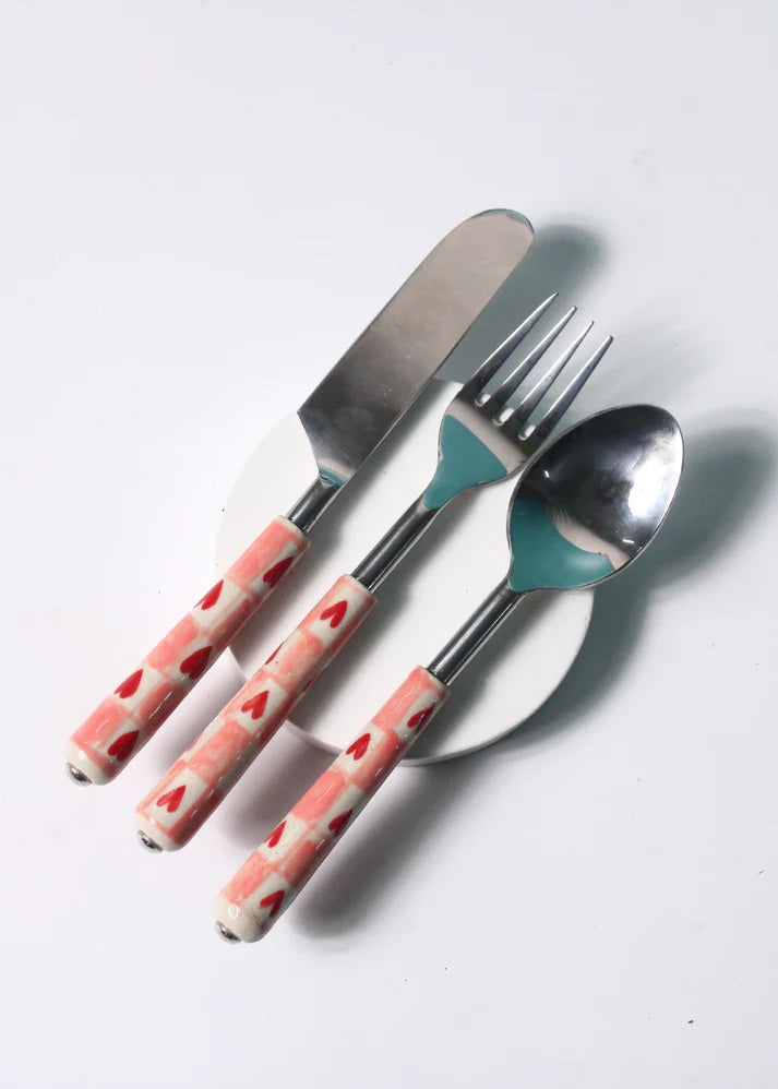 Chequered Heart - Fork/Spoon/Knife