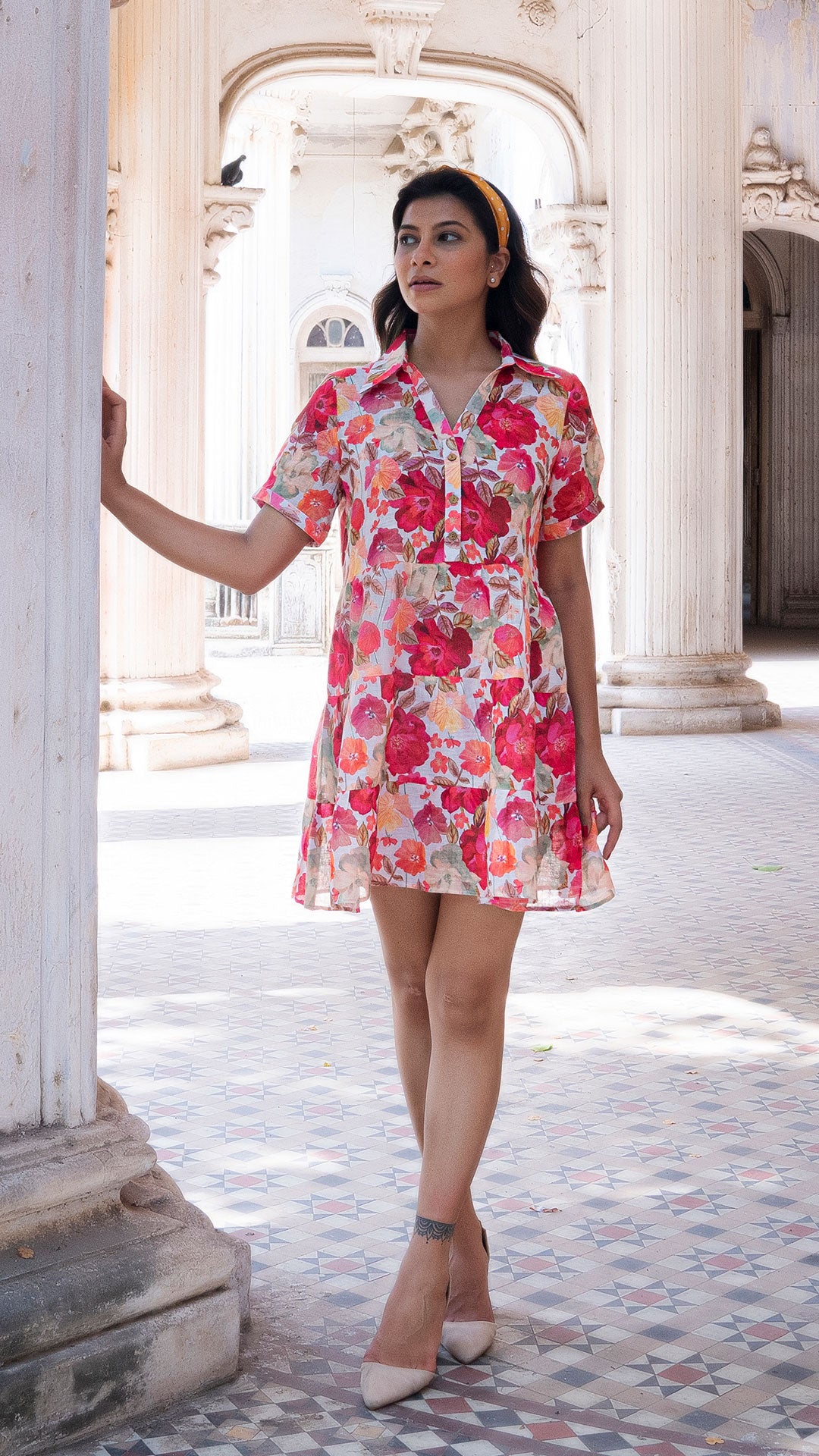GULBARG LINEN TIER DRESS