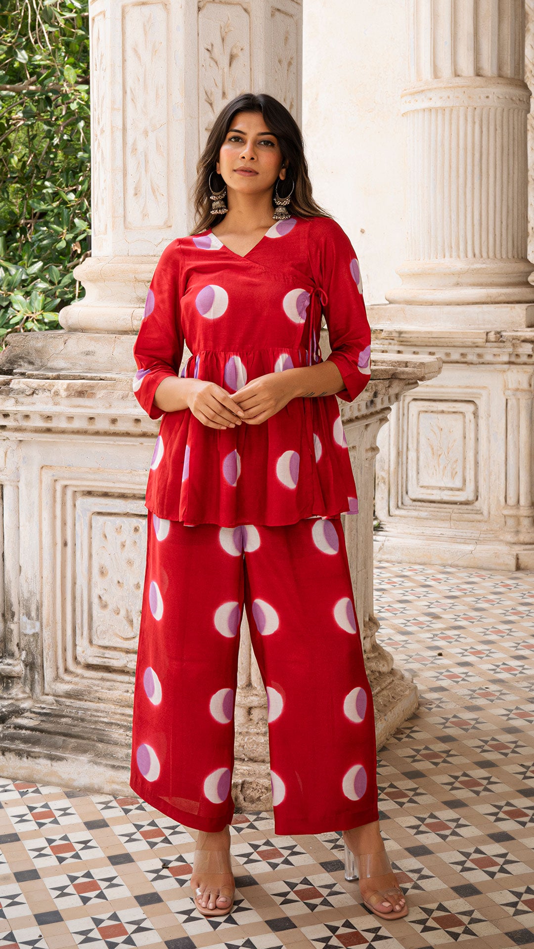 SAMAA CLAMP DYE CO-ORD SET IN RED