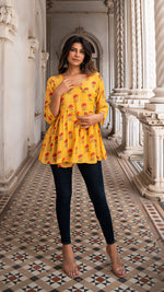 Load image into Gallery viewer, LAVANYA WRAP TOP IN SOFT SILK - MANGO YELLOW
