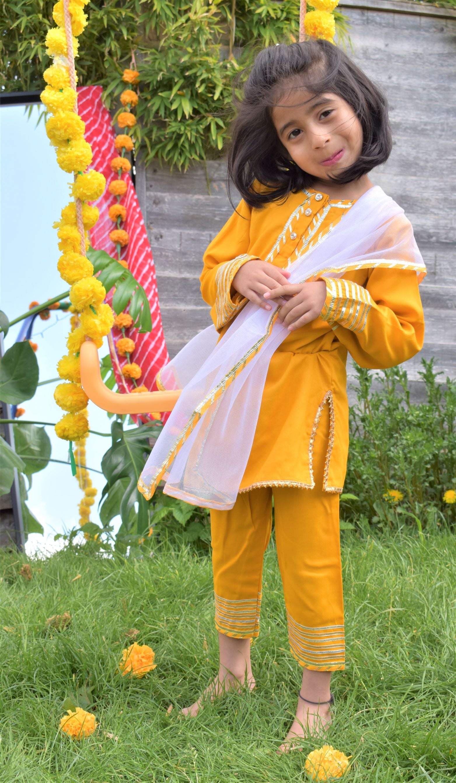Manjal suit for little girls