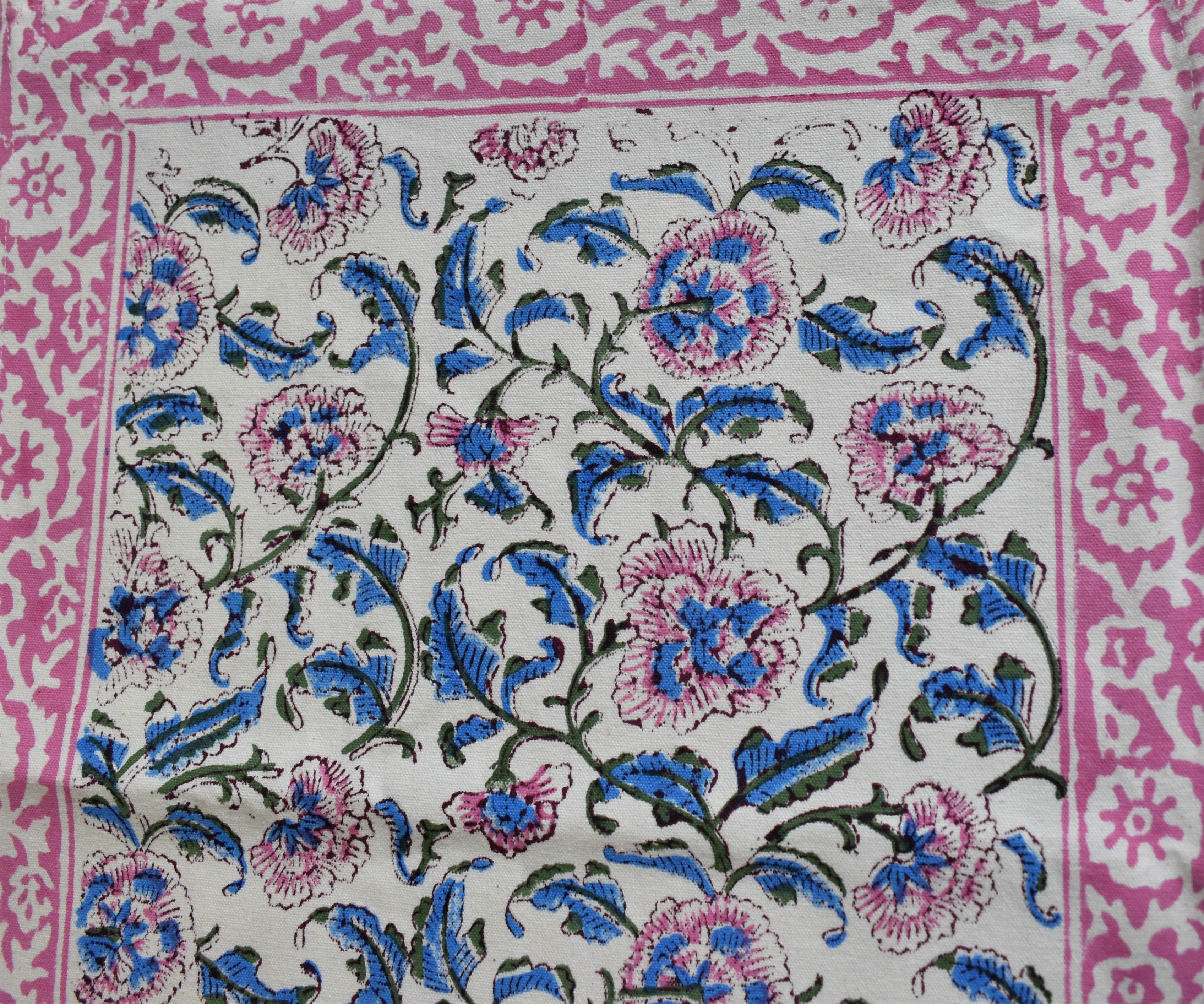 Pink Floral Block Print Table Runner