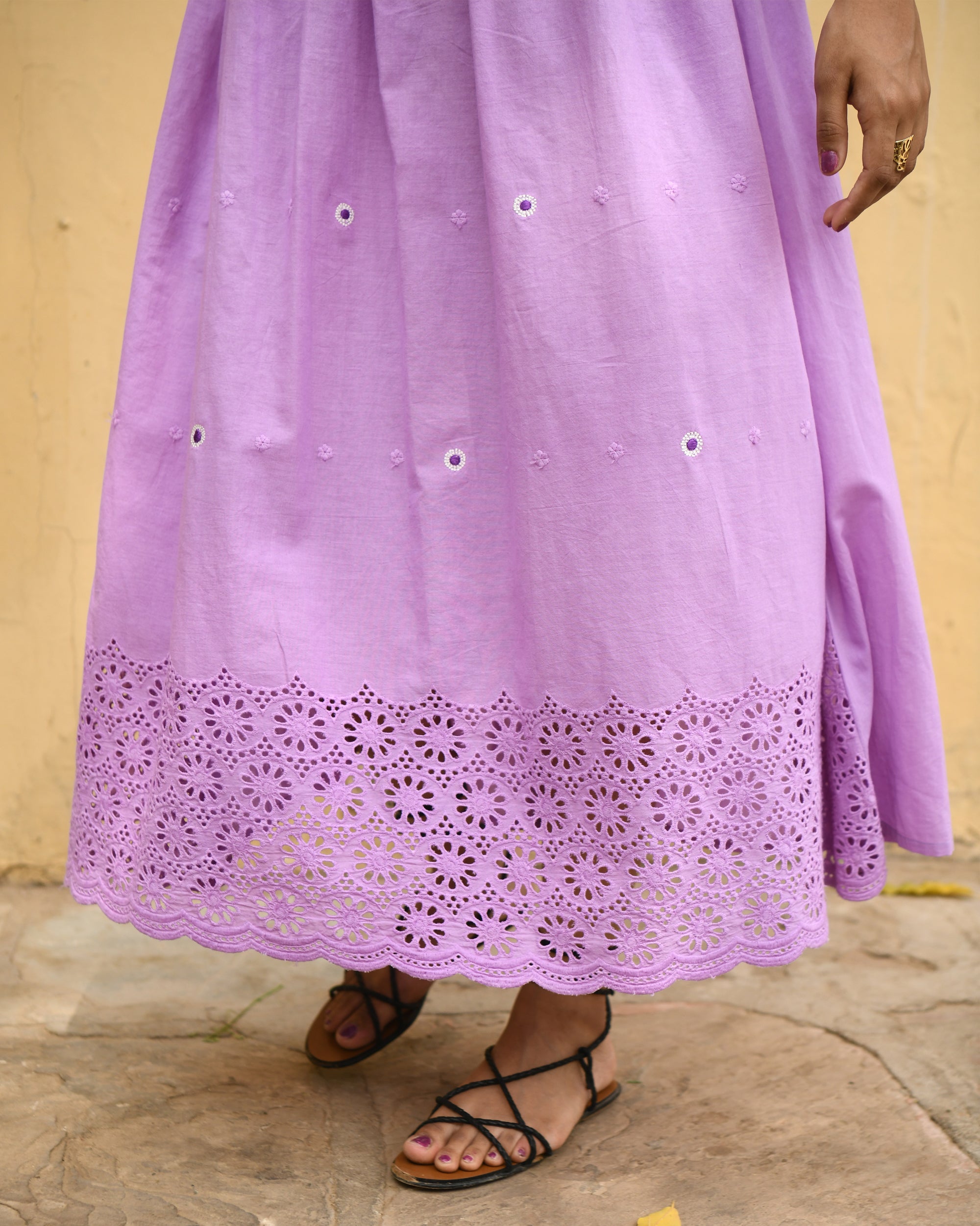 Daisy Embroidered Lilac Maxi Dress