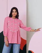 Load image into Gallery viewer, Pakhi Pink Mirror Embroidered Top
