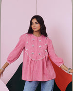 Load image into Gallery viewer, Pakhi Pink Mirror Embroidered Top
