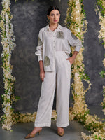 Load image into Gallery viewer, Diyu Sequin Embroidered White Co-Ord Set
