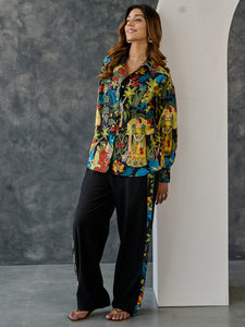 Frida Black Printed C-Ord Set