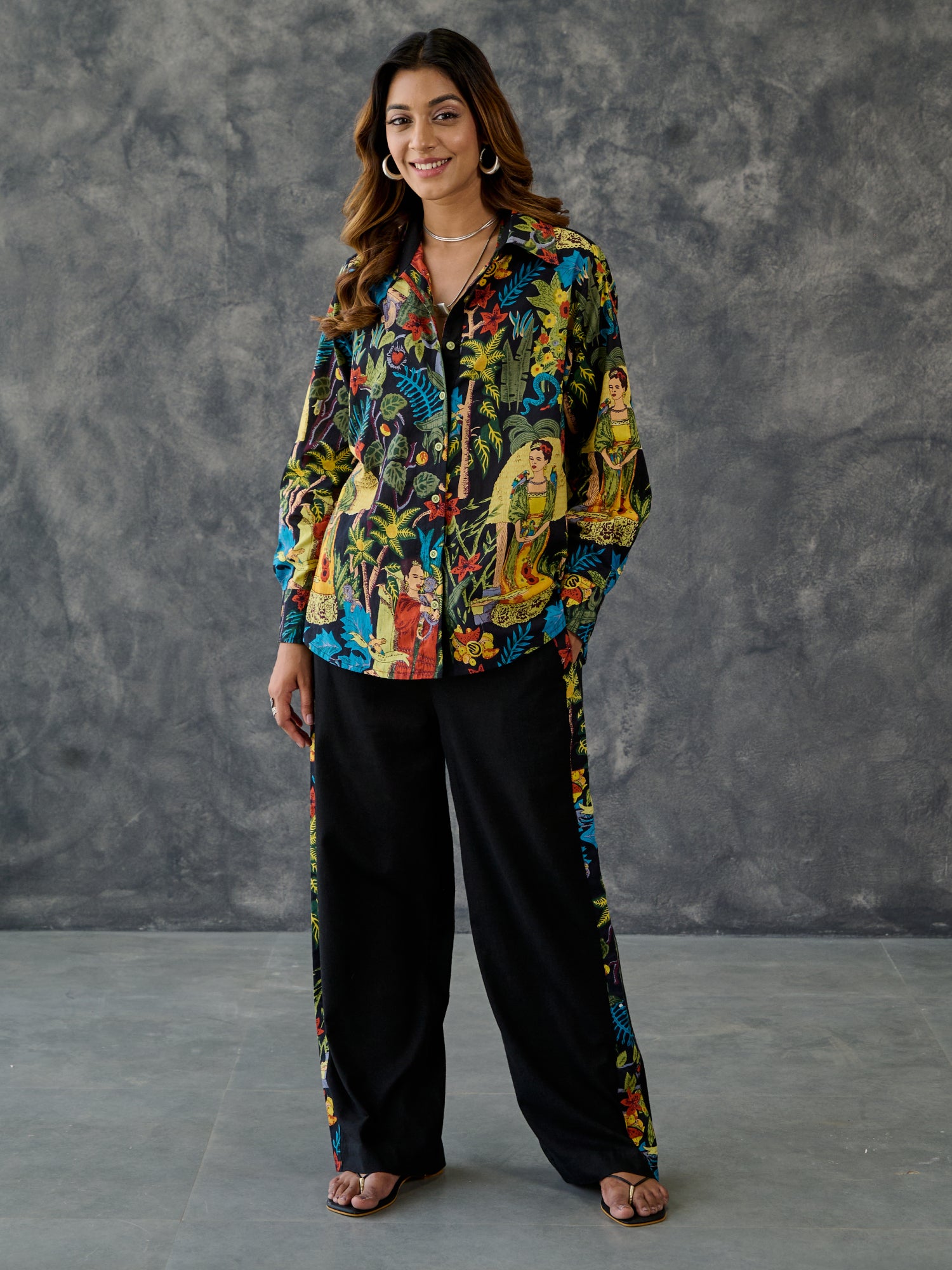 Frida Black Printed C-Ord Set