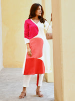 Load image into Gallery viewer, Fusion White Patchwork Kurta-Pant Set
