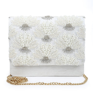 Pearl floral clutch