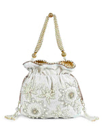 Load image into Gallery viewer, White pearly potli bag
