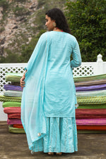 Load image into Gallery viewer, Neelan Blue Kurta-Skirt Set
