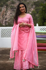 Load image into Gallery viewer, Neeru Pink Kurta-Skirt Set
