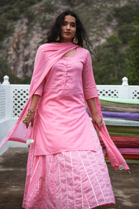 Neeru Pink Kurta-Skirt Set