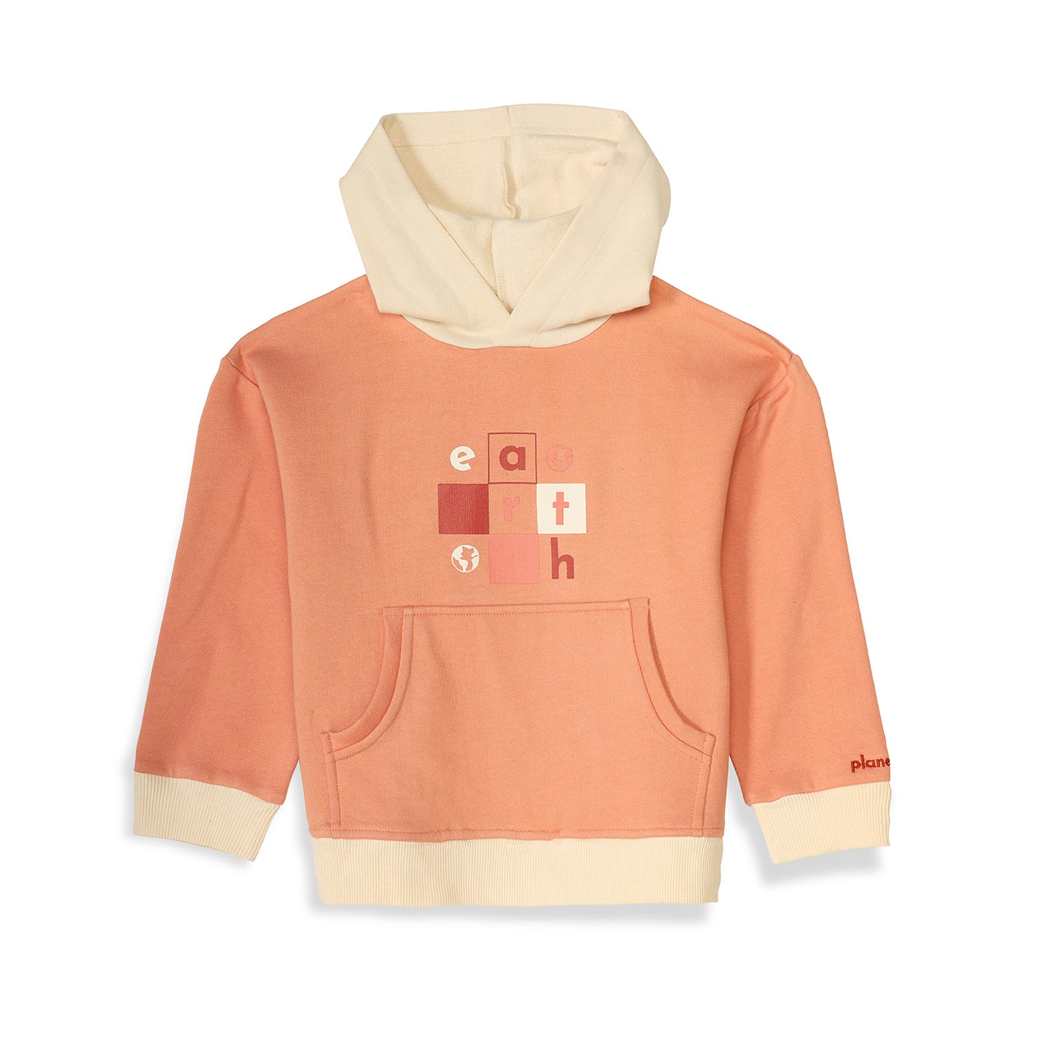 Colour Blocked Earth Unisex Hoodie, Dusty Pink