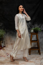 Load image into Gallery viewer, Handwoven Chanderi Checks Kurta with Hand Embroidery
