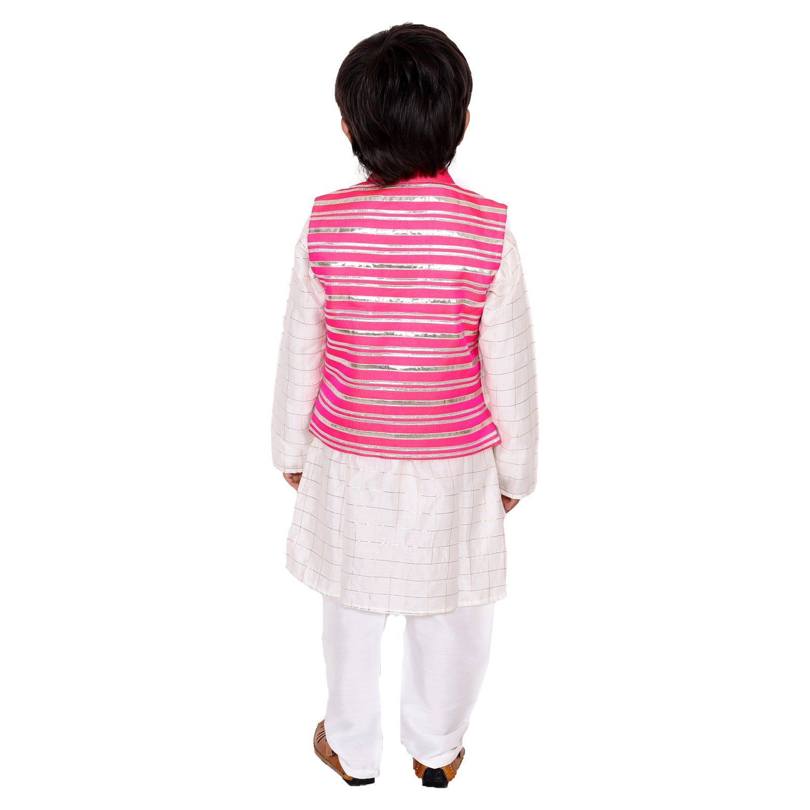 Pink gota nehru jacket with kurta set