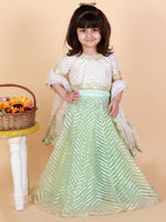 Load image into Gallery viewer, MINT GOTA DETAILED LEHNGA SET WITH CHANDERI TOP
