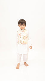 Load image into Gallery viewer, White rose nehru jacket kurta set
