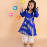 Load image into Gallery viewer, Royal Blue Gota Detailed A-Line Kurta with White Plalazzo
