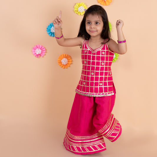Pink Gota Sharara Set