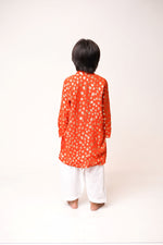 Load image into Gallery viewer, Rustic Orange Zari Kurta with White Pajama
