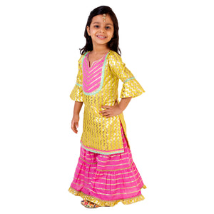 Yellow and Baby Pink Sharara Set