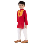 Load image into Gallery viewer, Red Cotton Kurta with White Pajama
