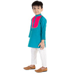 Load image into Gallery viewer, Blue Kurta set with pink patch
