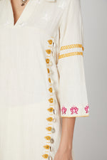 Load image into Gallery viewer, White lotus kurta pants set
