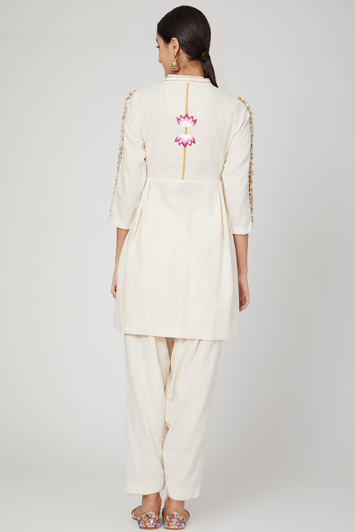 White lotus overlap kurta pants set