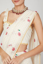 Load image into Gallery viewer, White Lotus saree blouse
