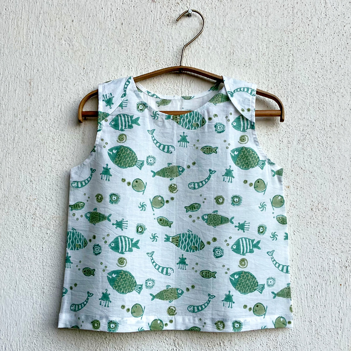Organic Cotton Koi Mint Jhabla and Mint Pajama Pants Set