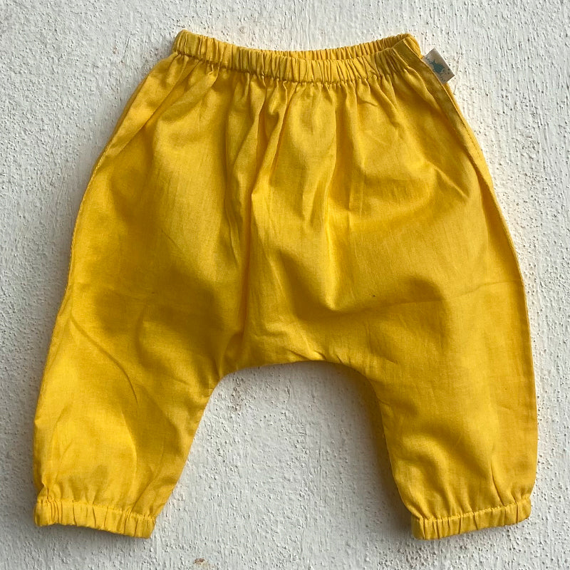 Organic Cotton Patang Yellow Jhabla and Yellow Pajama Pants Set