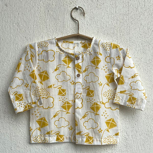 Organic Cotton Patang Yellow Bag - Kurta and Pyjama Pants Set